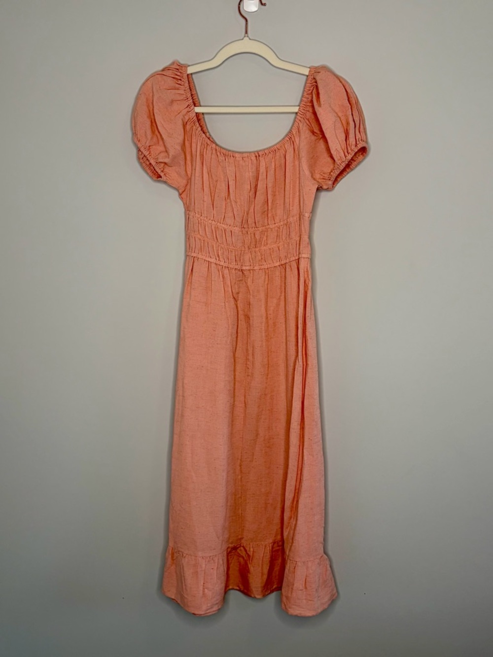 NWT Sim & Sam Pink Puff-Sleeve Maxi Dress with Smocked Waist Small Milkmaid - Picture 4 of 12